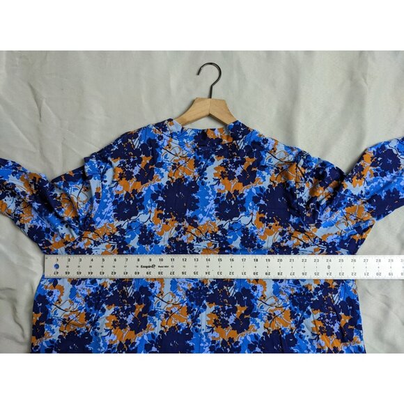 Logo Top Blue Sapphire Mock Neck Stretch Knit Tunic Long Sleeve Womens Size 2X - Picture 7 of 8